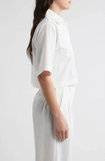 Bernardo Cropped Button Down Shirt In White