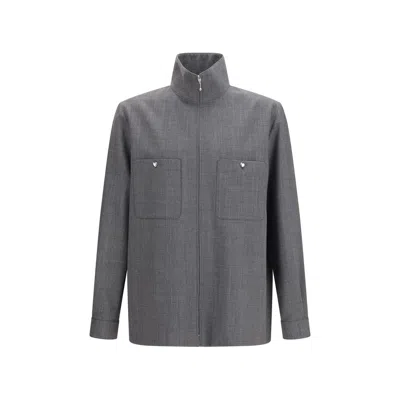 Valentino Gray Polyester Coat In Gray