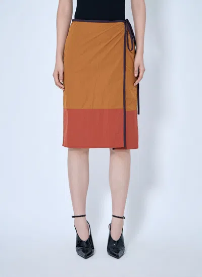 Saint Laurent Concise And Versatile Midi Skirt In Orange