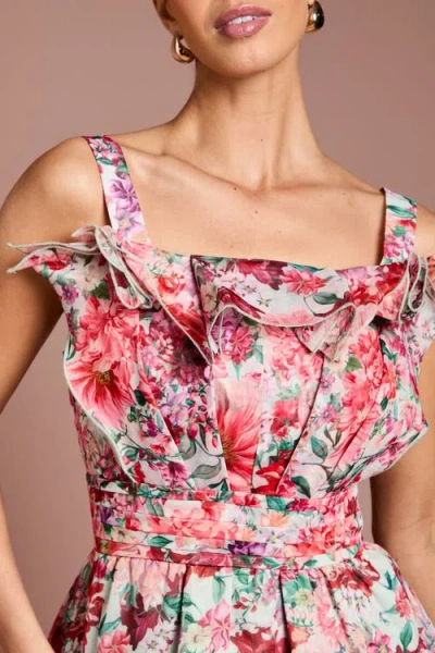 Coast Ruffled Square Neck Peplum Blouse In Multi