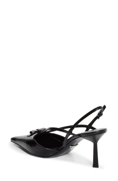 Prada Brushed Leather Slingback Pumps In Black