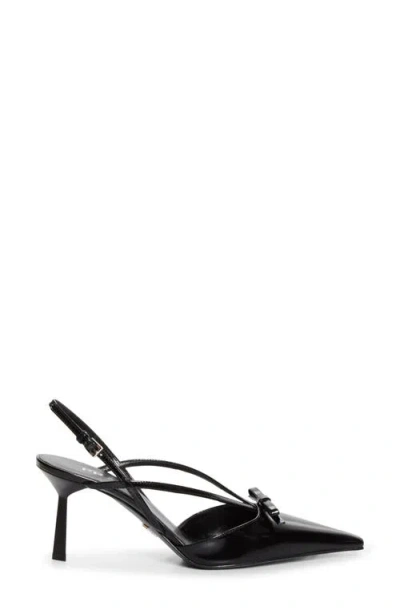 Prada Brushed Leather Slingback Pumps In Black