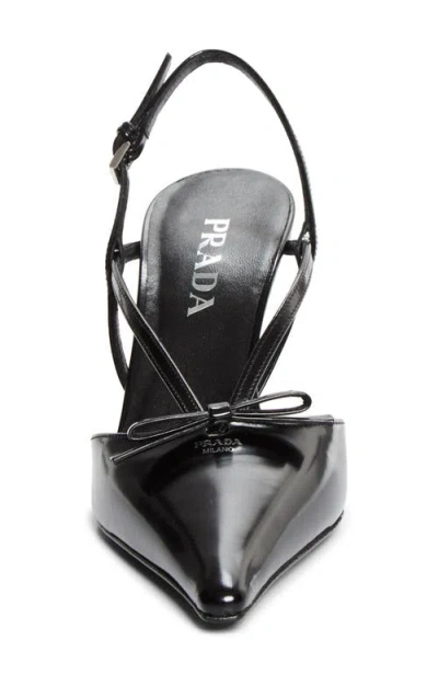 Prada Brushed Leather Slingback Pumps In Black