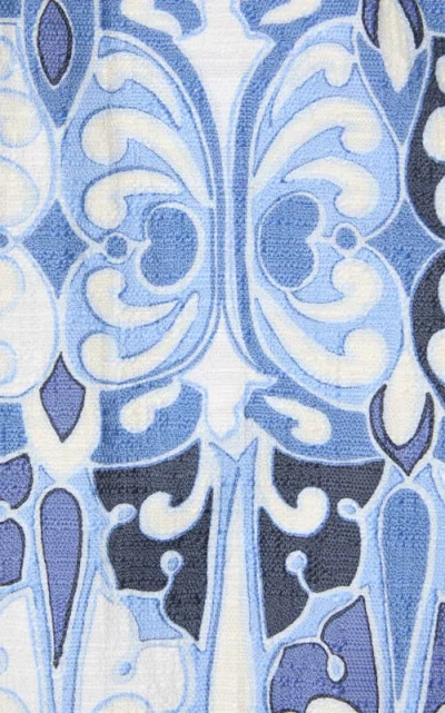 La Doublej 24/7 Printed Cotton Flared Pants In Blue