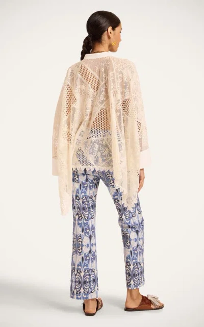 La Doublej 24/7 Printed Cotton Flared Pants In Blue