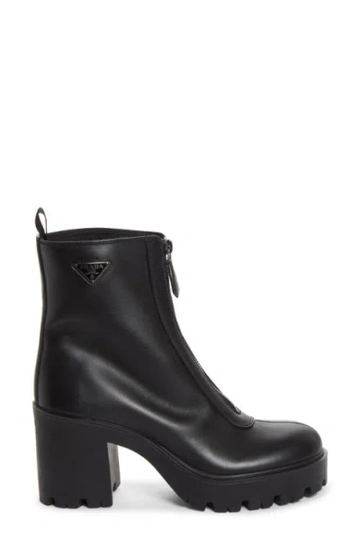 Prada Leather Ankle Boots With Zipper In Animal Print