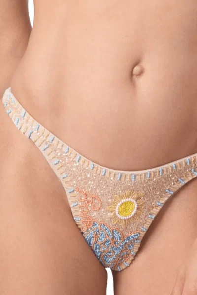 Self-adore High Tide Hand Beaded Bikini Bottom In Multi