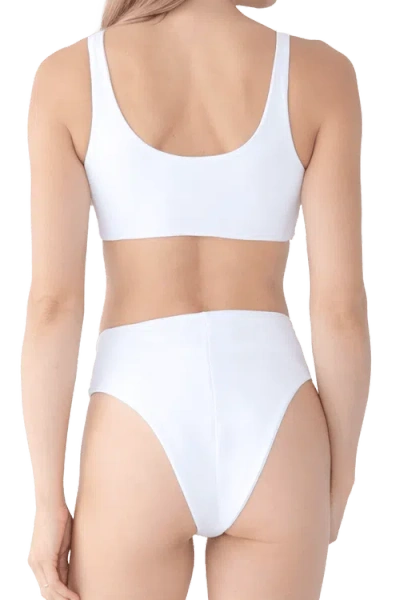 Self-adore Celeste Hand Beaded Bikini Top In White