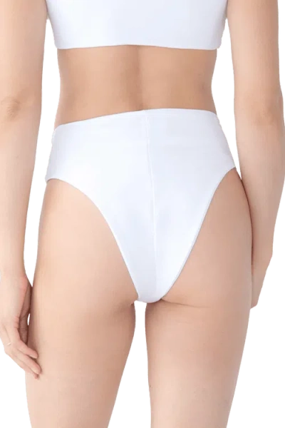 Self-adore Celeste Hand Beaded High Waisted Bikini Bottom In White