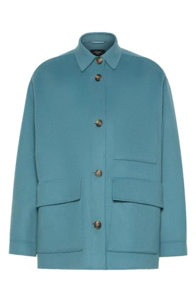 Weekend Max Mara Folk Virgin Wool Blend Short Coat In Blue