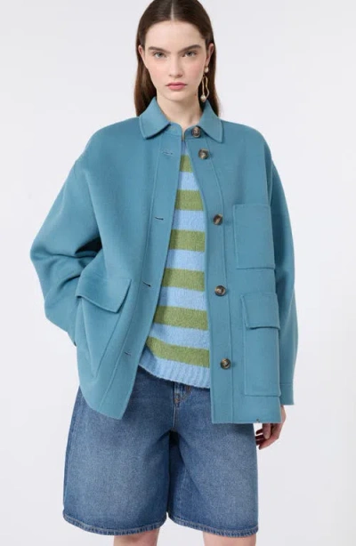 Weekend Max Mara Folk Virgin Wool Blend Short Coat In Blue
