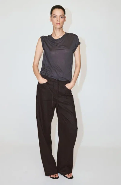 Mango Bow Linen Pants In Brown