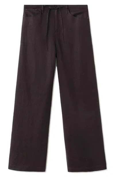 Mango Bow Linen Pants In Brown