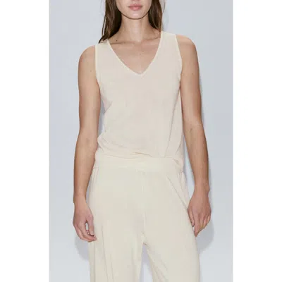 Mango V-neck Knit Top In White