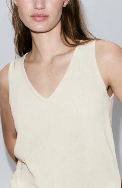 Mango V-neck Knit Top In White