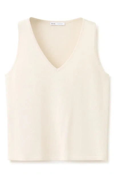 Mango V-neck Knit Top In White