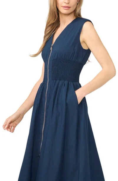 Halogenr Halogen(r) Zip-front Midi Dress In Blue