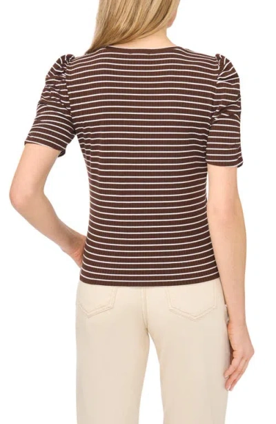 Halogenr Halogen(r) Puff Sleeve Stripe Tee In Brown
