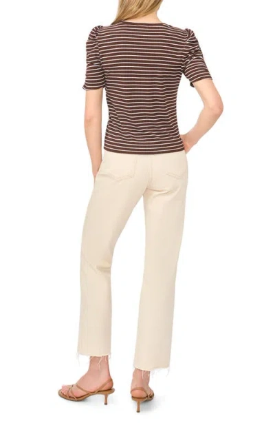 Halogenr Halogen(r) Puff Sleeve Stripe Tee In Brown