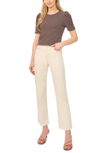 Halogenr Halogen(r) Puff Sleeve Stripe Tee In Brown