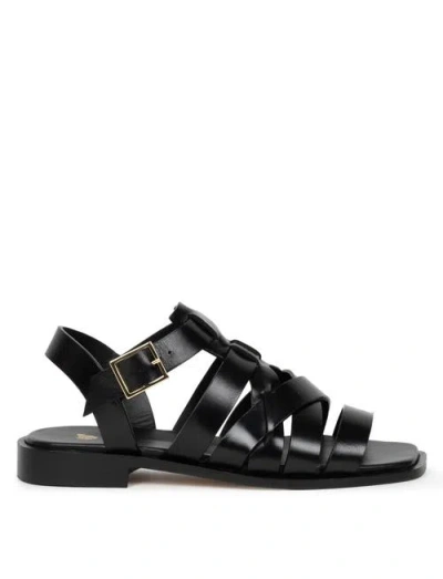 Bobbies Marlis Flat Sandals In Black