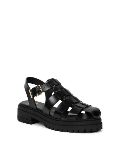 Bobbies Billy Flat Sandals In Black