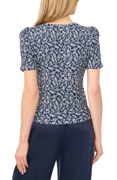 Halogenr Halogen(r) Elastic Gathered Sleeve Top In Blue