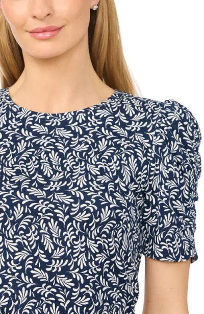 Halogenr Halogen(r) Elastic Gathered Sleeve Top In Blue