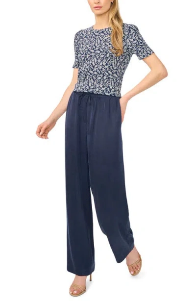 Halogenr Halogen(r) Elastic Gathered Sleeve Top In Blue