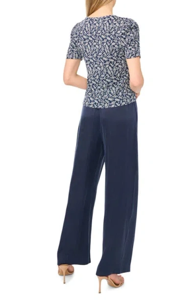 Halogenr Halogen(r) Elastic Gathered Sleeve Top In Blue