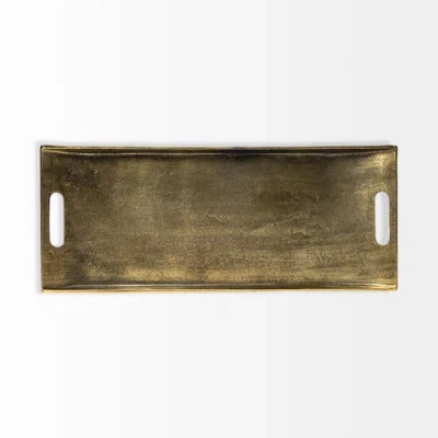 Mercana Drey Rectangular Tray In Gold
