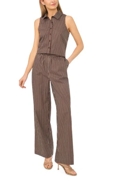 Halogenr Halogen(r) Striped Pull On Pants With Side Slits In Brown