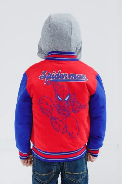 Marvel Spider-man Varsity Hooded Bomber Jacket In Red