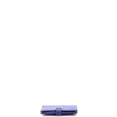 Pre-owned Hermes  Hermes Bearn Wallet Epsom Compact In Blue