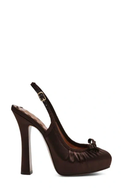 Steve Madden Sofie Satin Bow Platform Slingback Pump In Brown