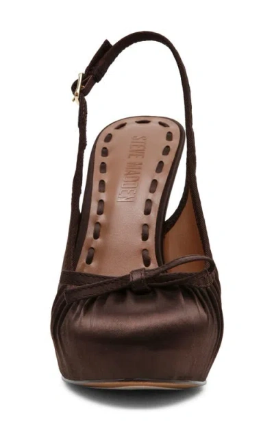 Steve Madden Sofie Satin Bow Platform Slingback Pump In Brown