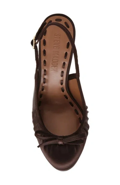 Steve Madden Sofie Satin Bow Platform Slingback Pump In Brown
