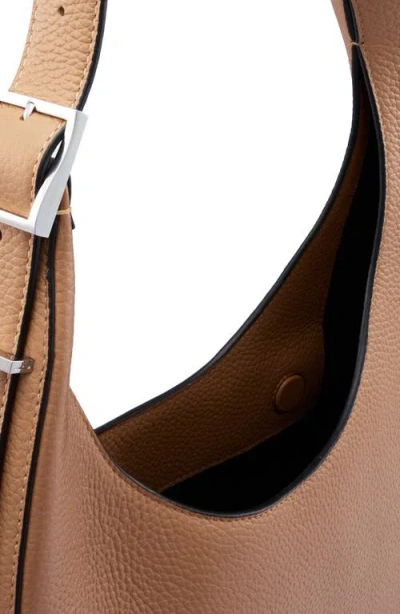 Behno Ina Medium Pebbled Leather Crescent Bag In Brown