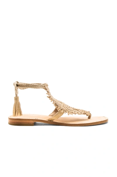 Joie Kacia Woven Flat Ankle-wrap Sandal, Warm Gold