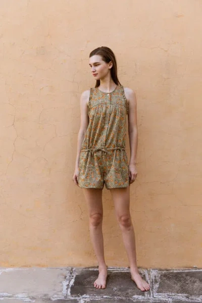 Cqc La Hand-printed Simané Romper In Neutral