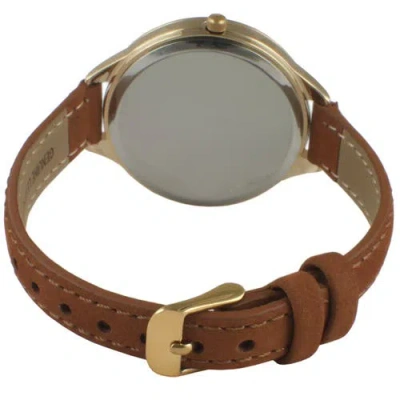 Peugeot Sun Moon Multi Function Suede Strap Watch In Brown