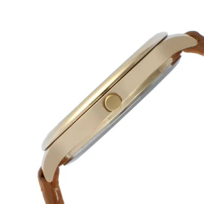 Peugeot Sun Moon Multi Function Suede Strap Watch In Brown