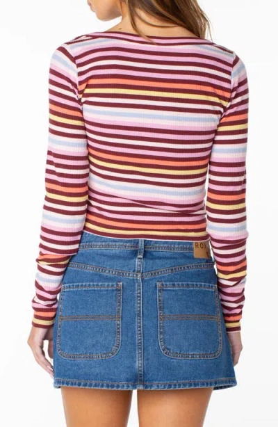 Roxy Terrace Stripe Rib Button-up Top In Multi