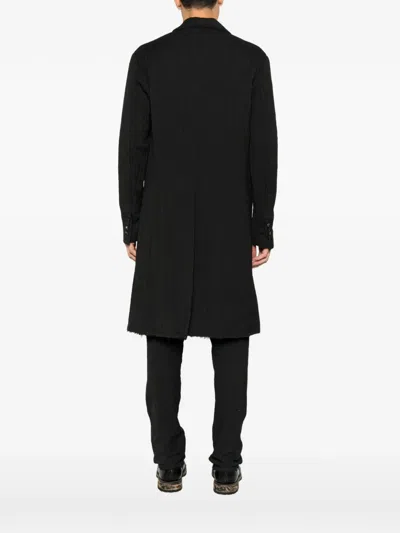 Masnada Herringbone-pattern Buttoned Coat In Black