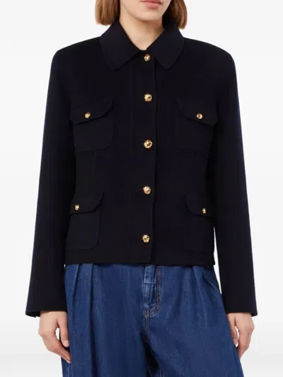 Max Mara Long-sleeved Casual Jacket In Blue