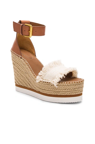 Shop See By Chloé Frayed Wedge In Canvas