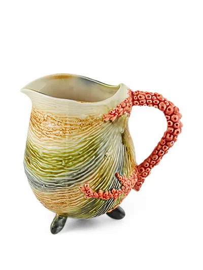 Bordallo Pinheiro Coral-handle Glazed Pitcher In Multi
