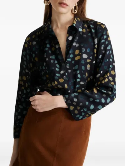 Marella Black Abstract Spotted Pattern Blouse In Blue
