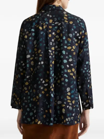 Marella Black Abstract Spotted Pattern Blouse In Blue