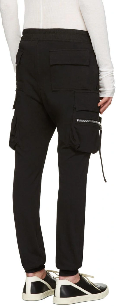Shop Rick Owens Black Drawstring Cargo Jog Trousers